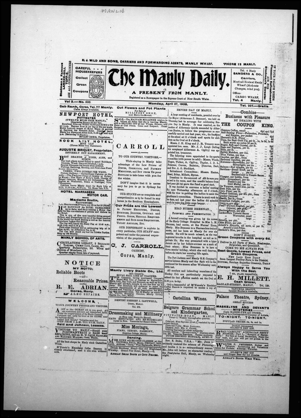 The Manly Daily, Monday 27 April 1908