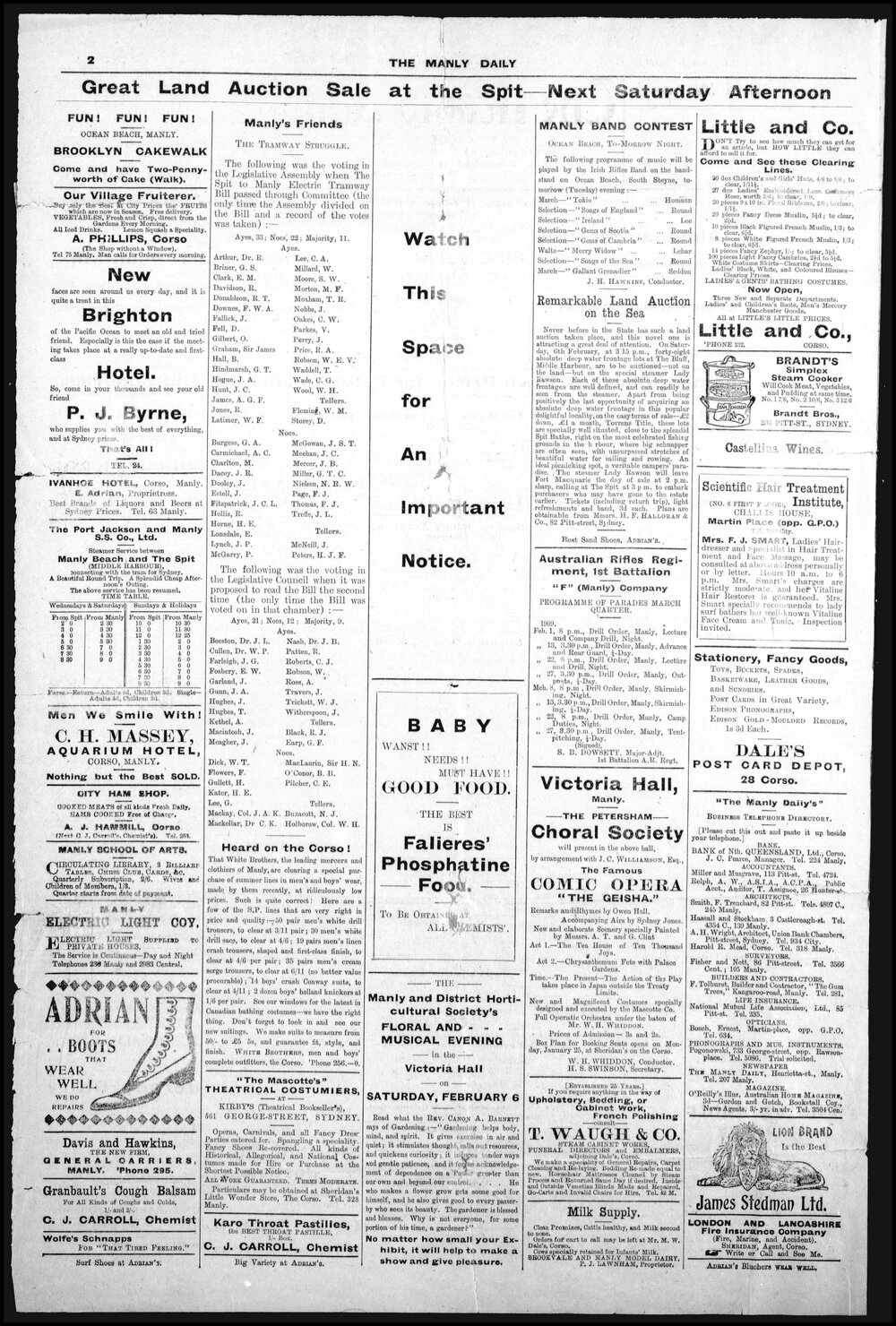 The Manly Daily, Monday 1 February 1909