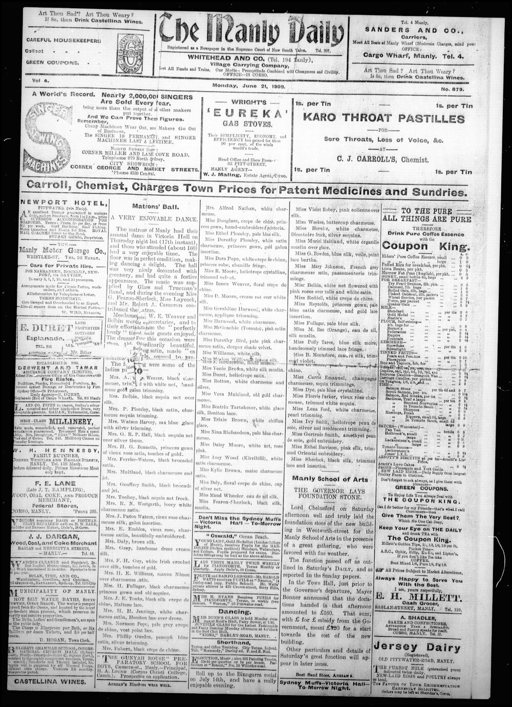 The Manly Daily, Monday 21 June 1909