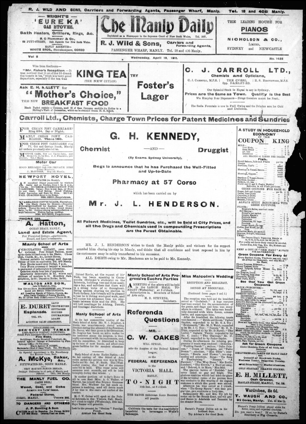 The Manly Daily, Wednesday 19 April 1911