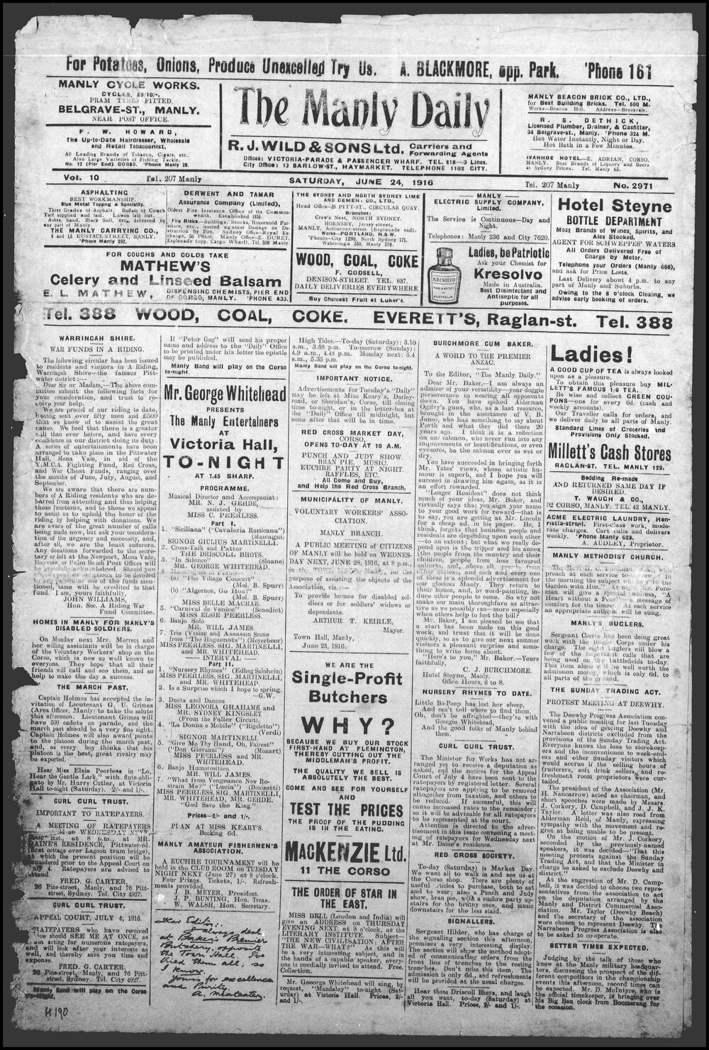 The Manly Daily, Saturday 24 June 1916