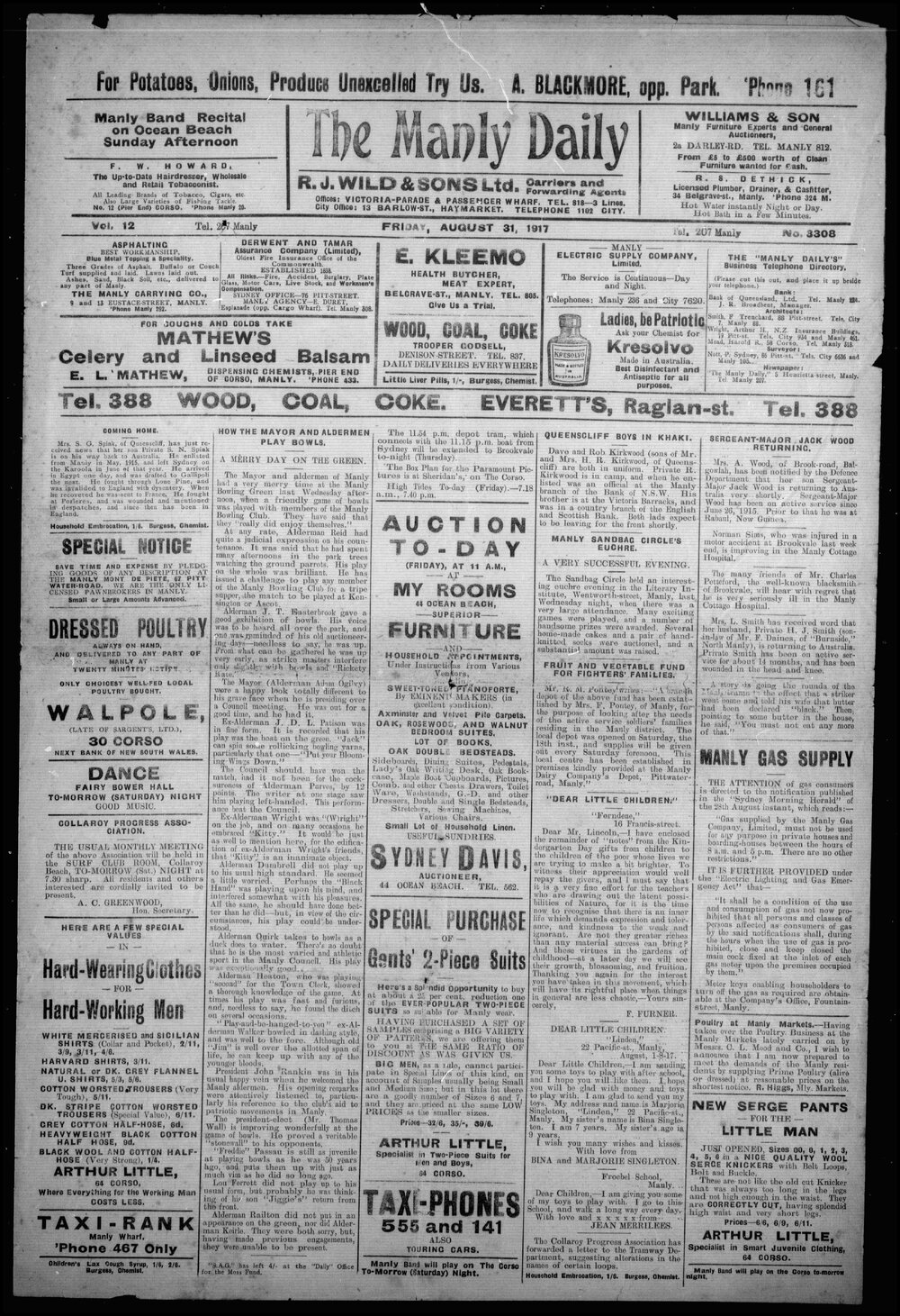 The Manly Daily, Friday 31 August 1917