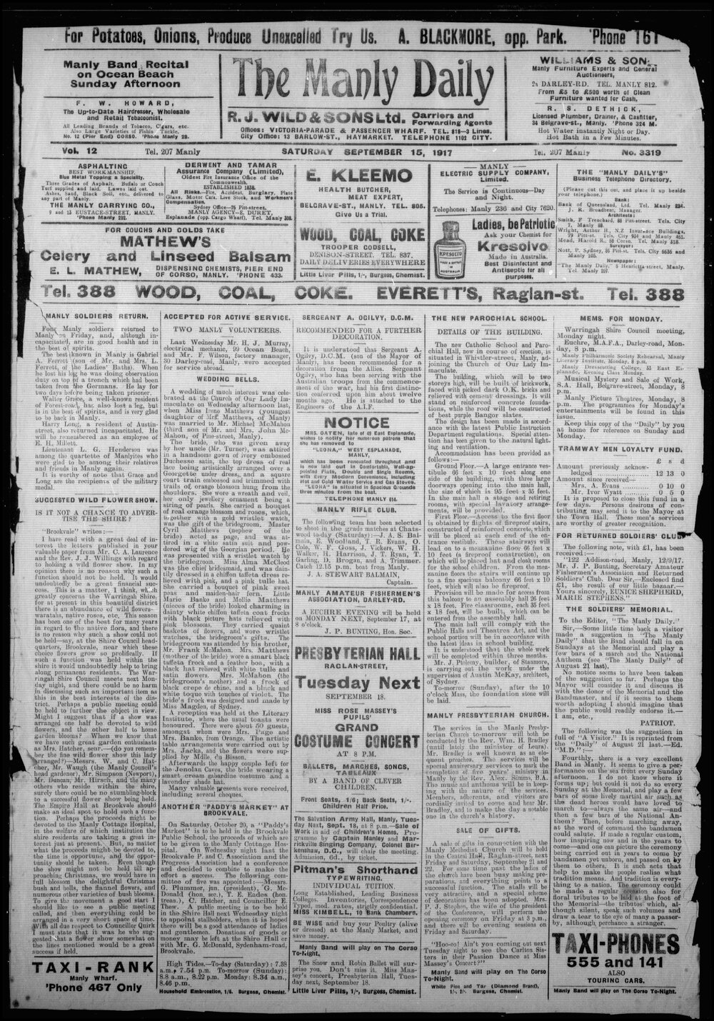 The Manly Daily, Saturday 15 September 1917