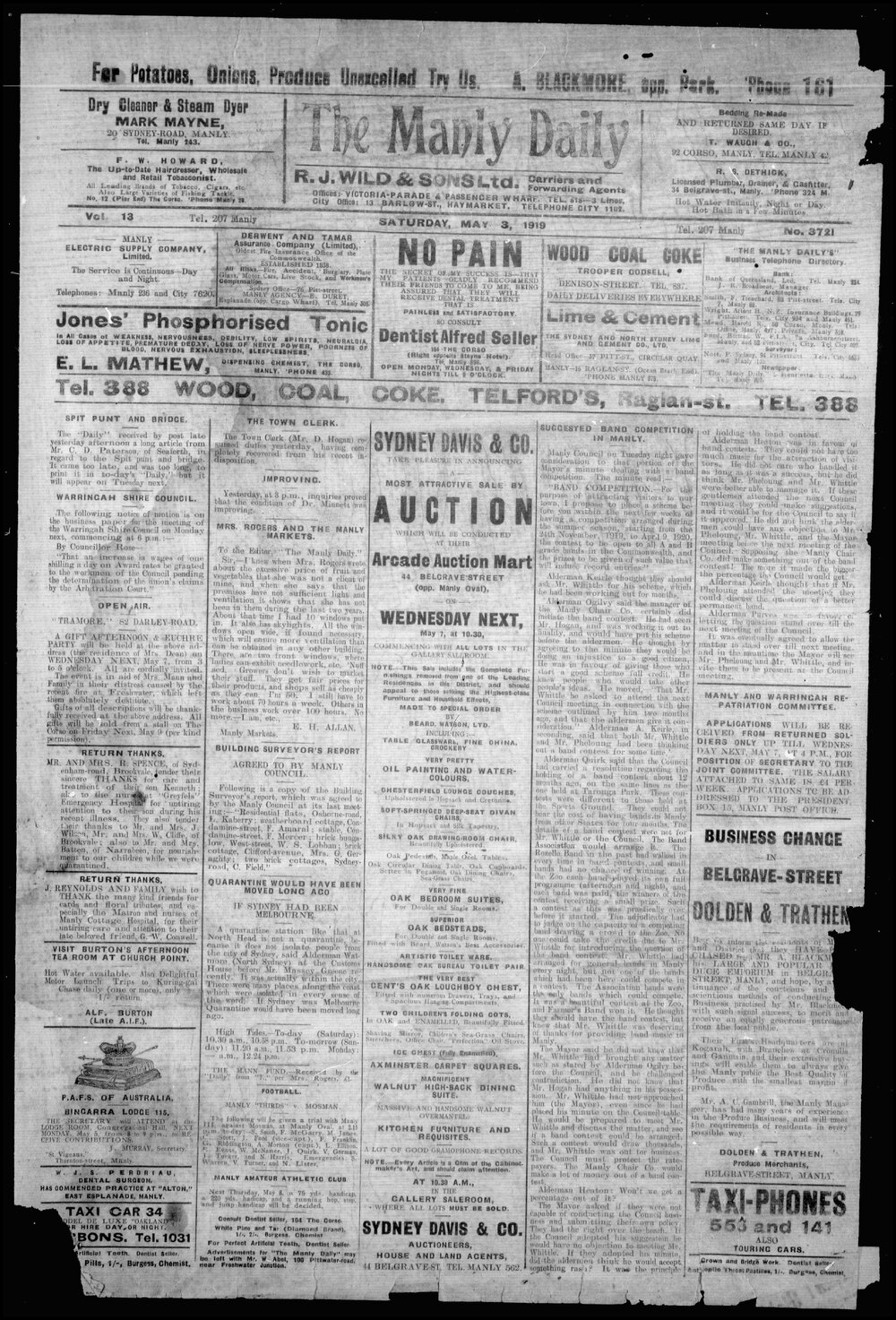 The Manly Daily, Saturday 3 May 1919