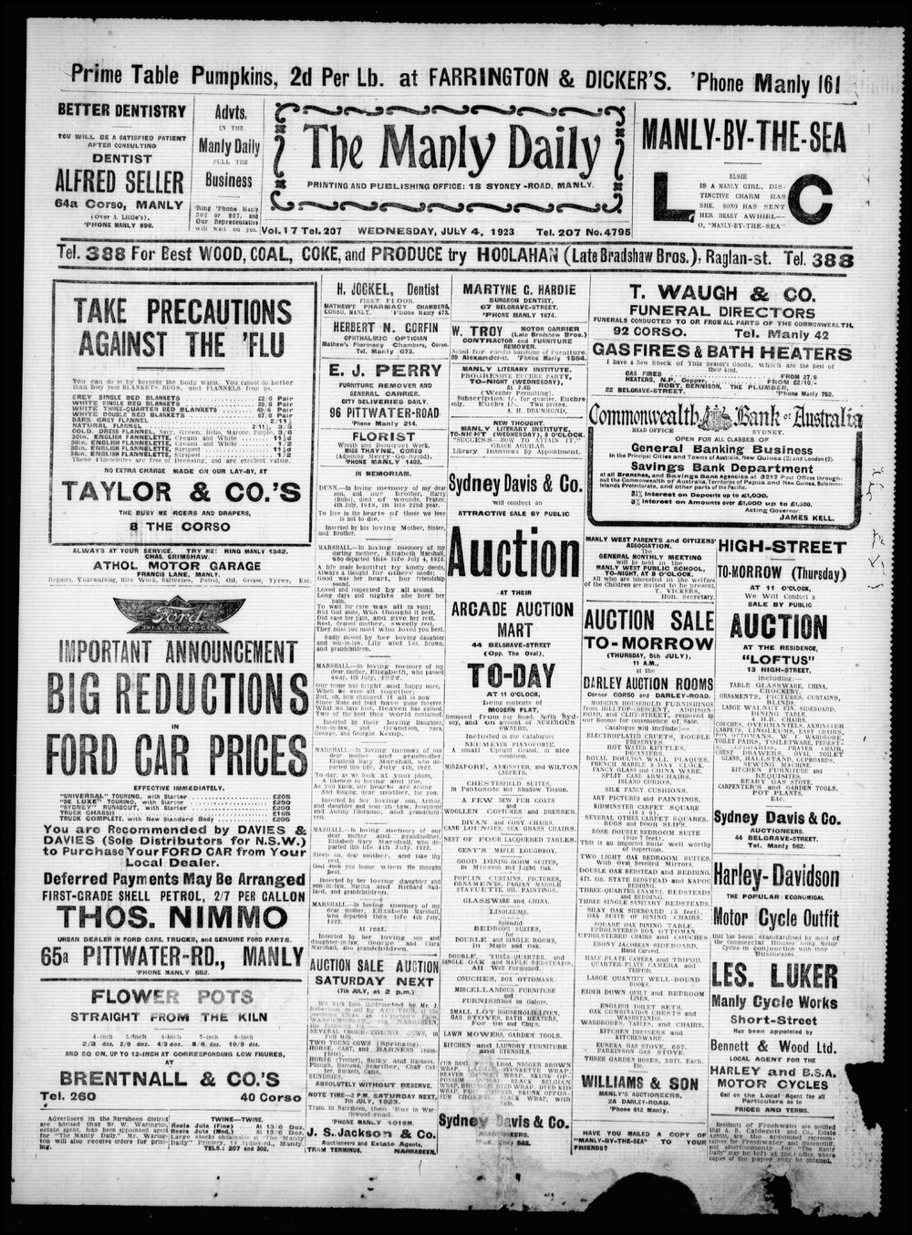 The Manly Daily, Wednesday 4 July 1923
