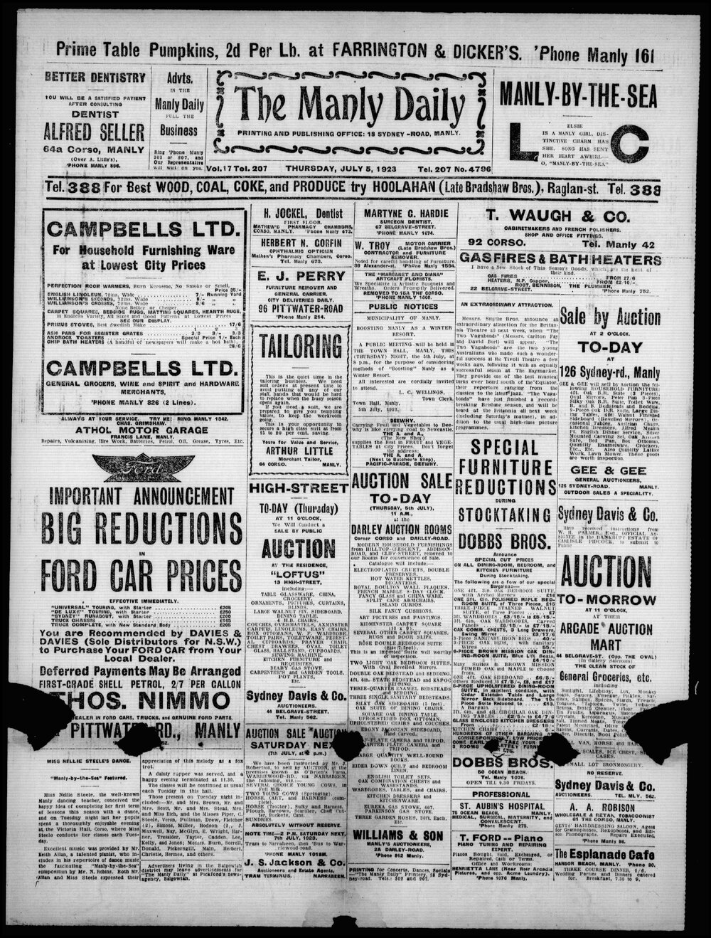 The Manly Daily, Thursday 5 July 1923