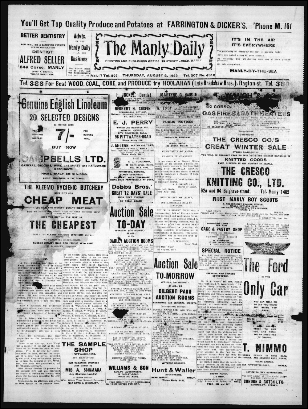 The Manly Daily, Thursday 2 August 1923