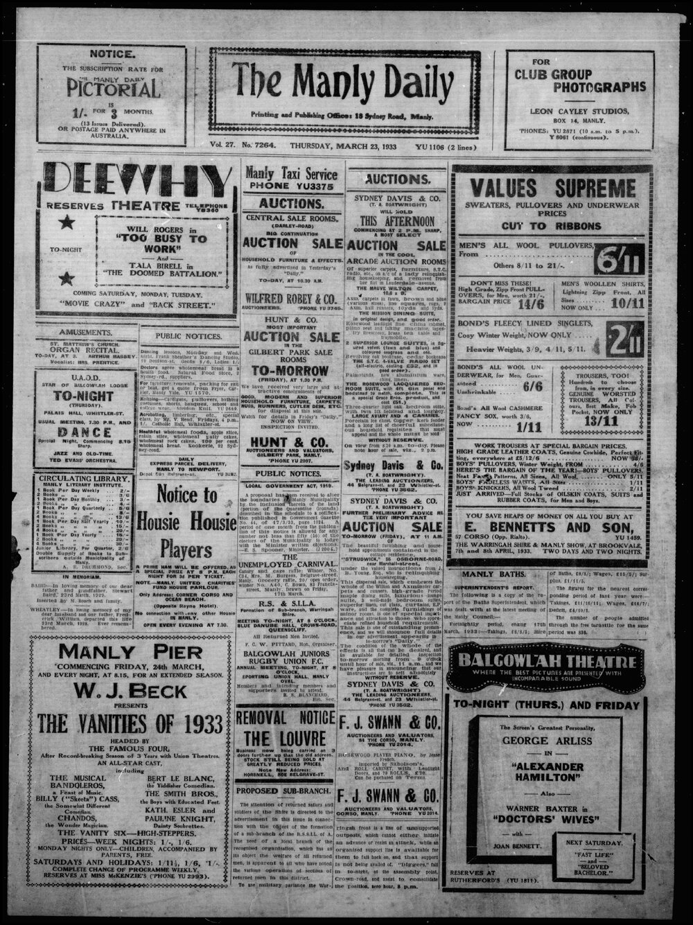 The Manly Daily, Thursday 23 March 1933