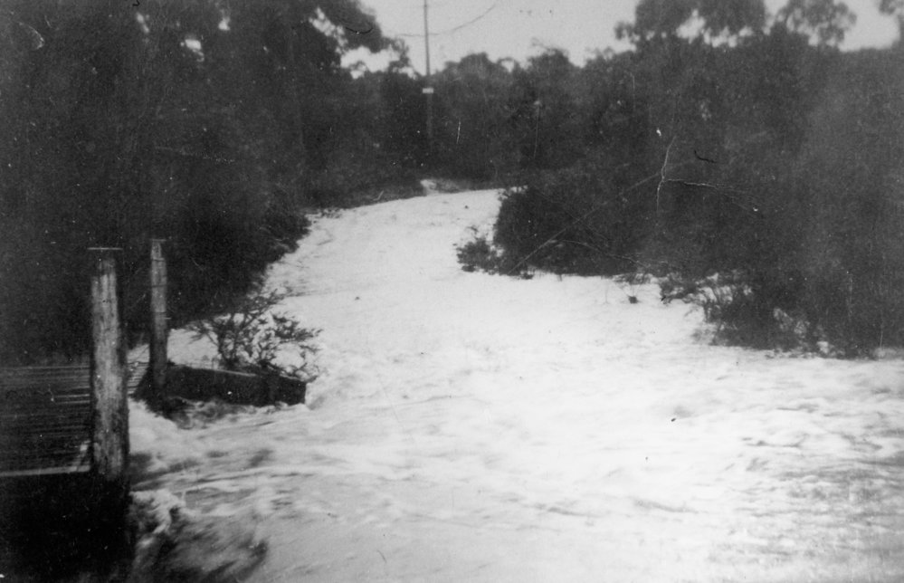 Bridge over Frenchs Creek in flood, Belrose