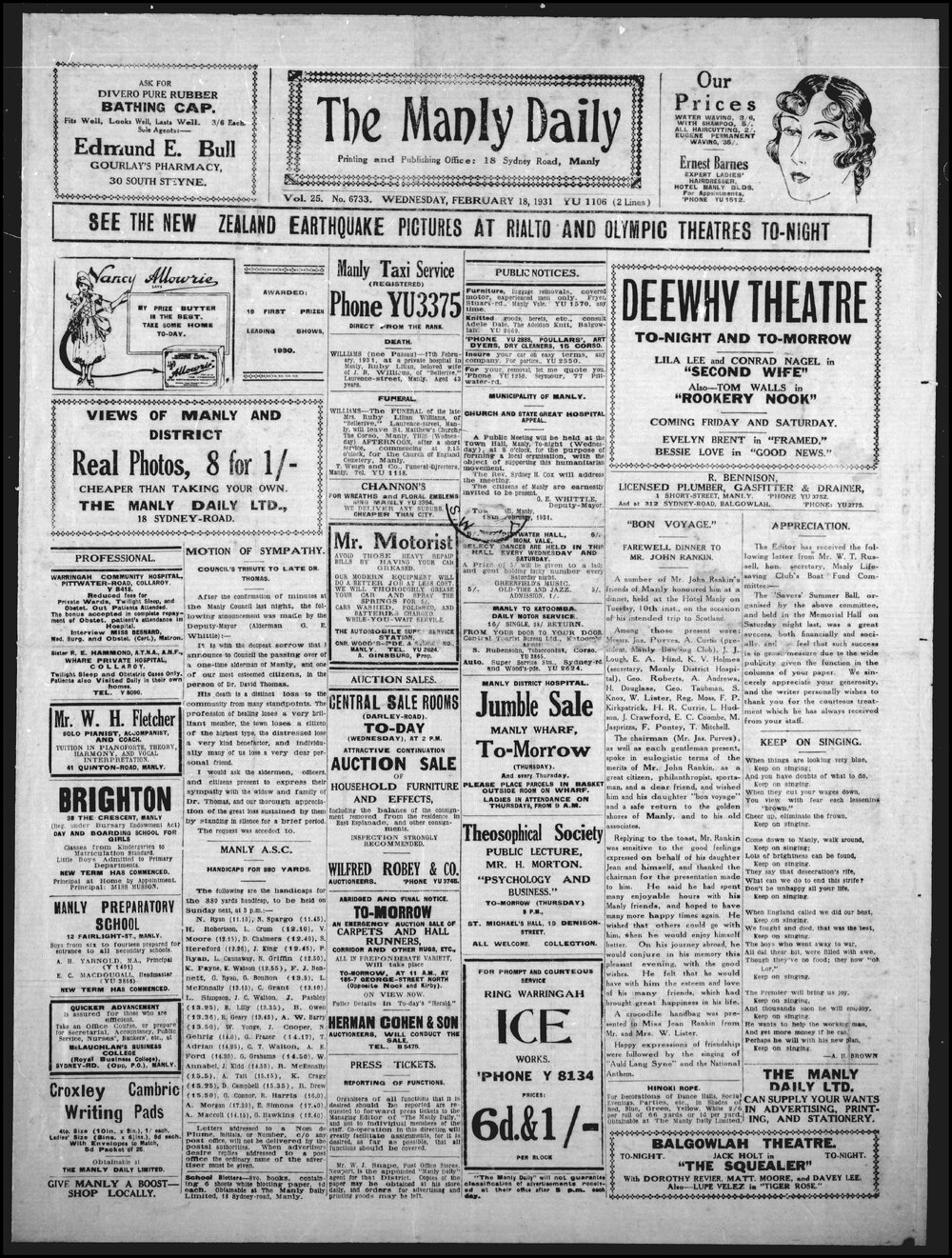 The Manly Daily, Wednesday 18 February 1931
