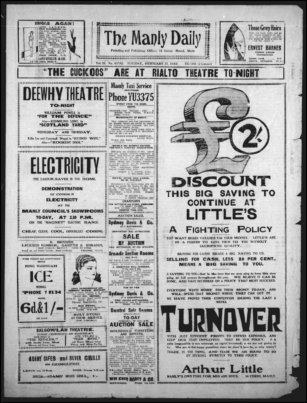 The Manly Daily, Tuesday 17 February 1931