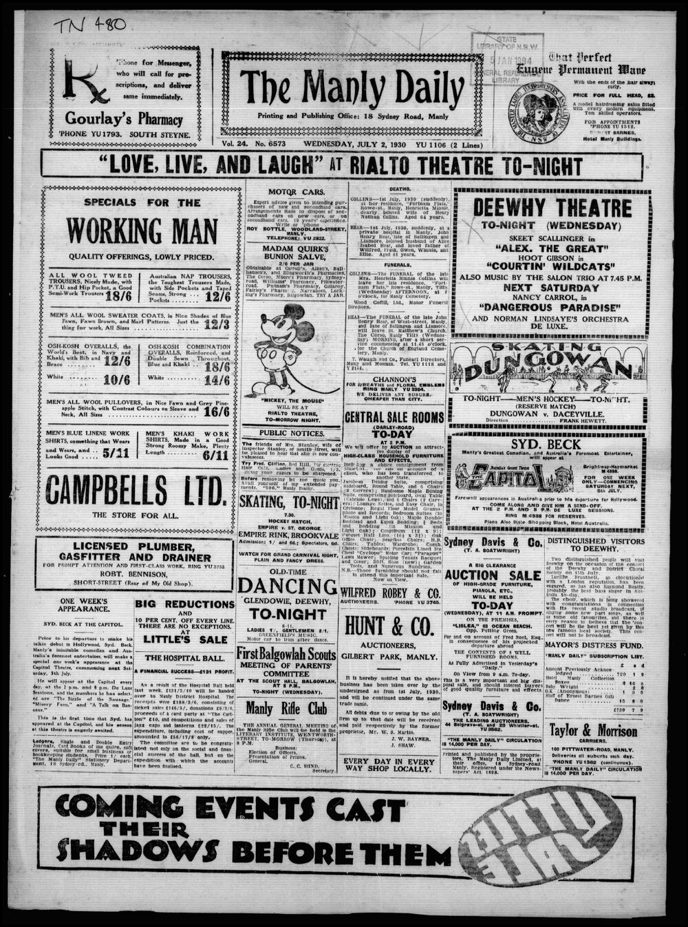 The Manly Daily, Wednesday 2 July 1930