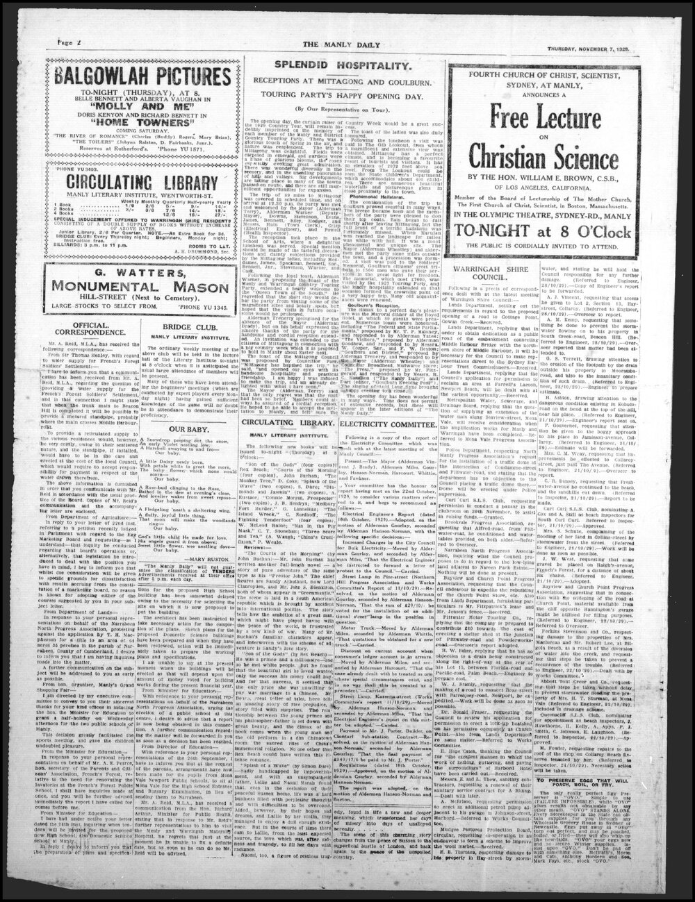 The Manly Daily, Thursday 7 November 1929
