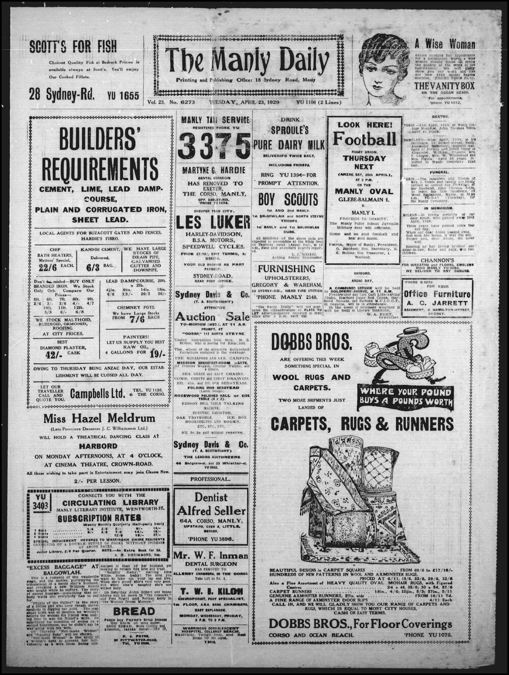 The Manly Daily, Tuesday 23 April 1929