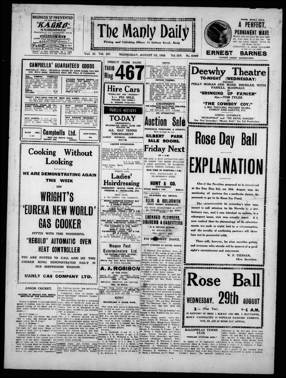 The Manly Daily, Wednesday 15 August 1928
