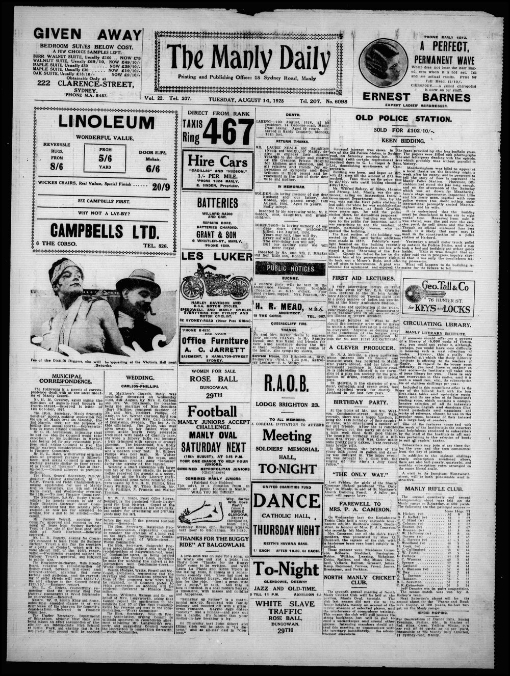 The Manly Daily, Tuesday 14 August 1928