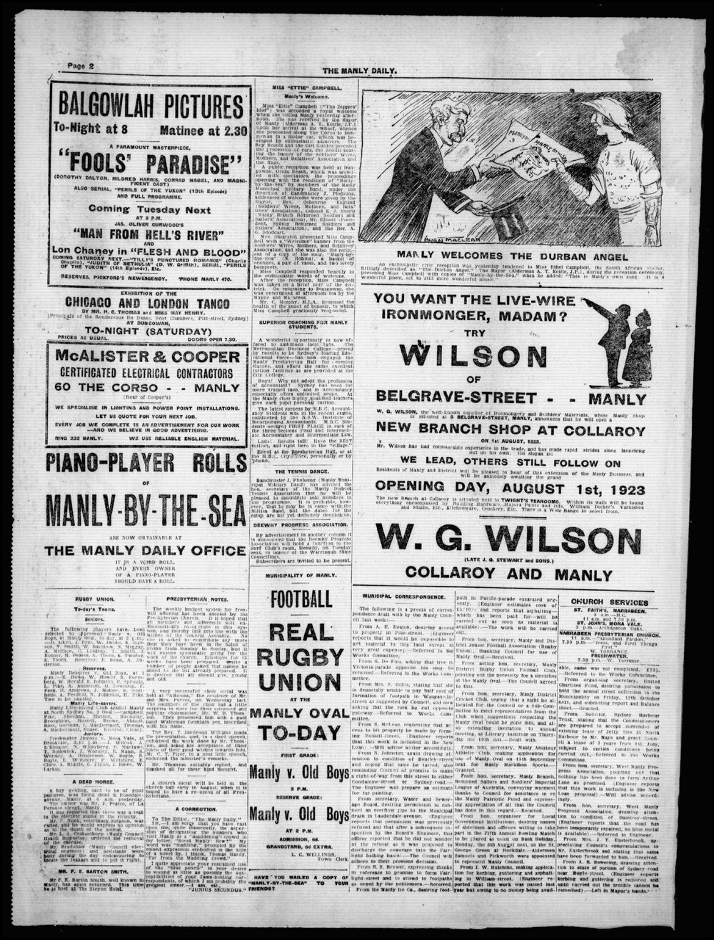 The Manly Daily, Saturday 28 July 1928