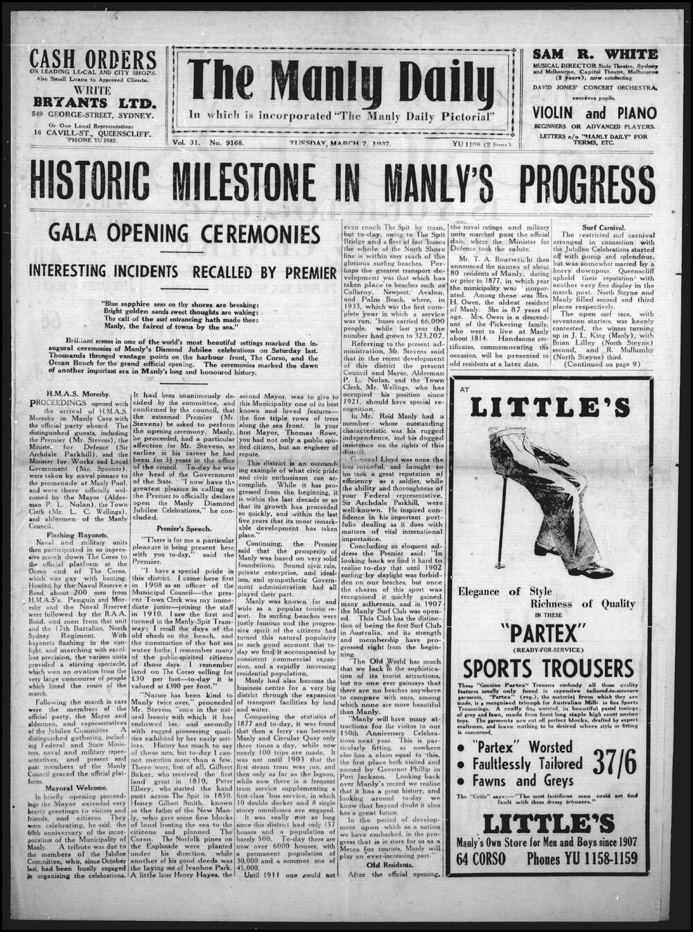The Manly Daily, Sunday 7 March 1937
