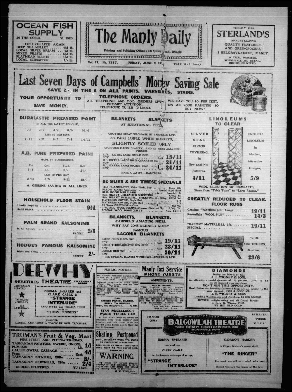 The Manly Daily, Friday 9 June 1933
