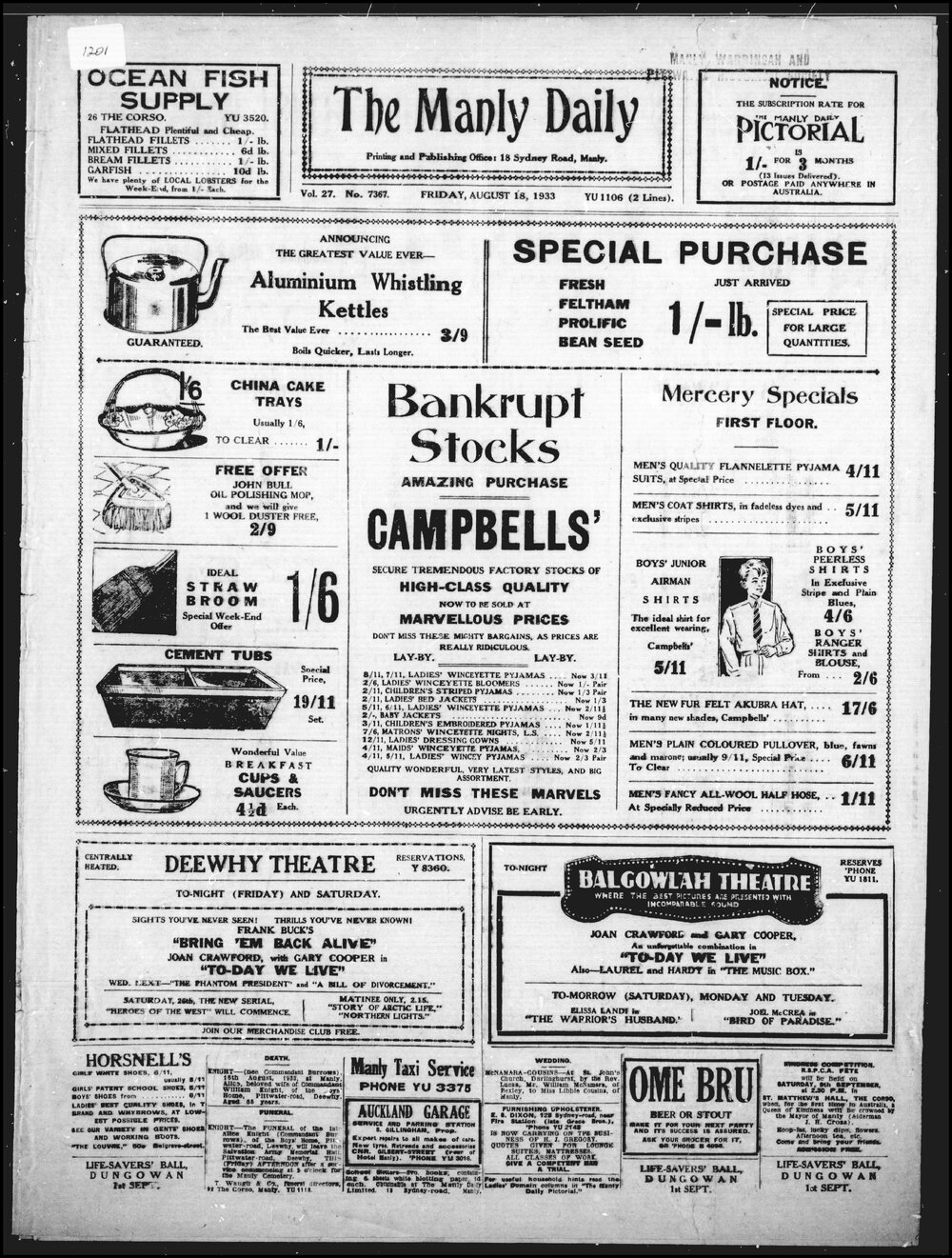 The Manly Daily, Tuesday 8 August 1933