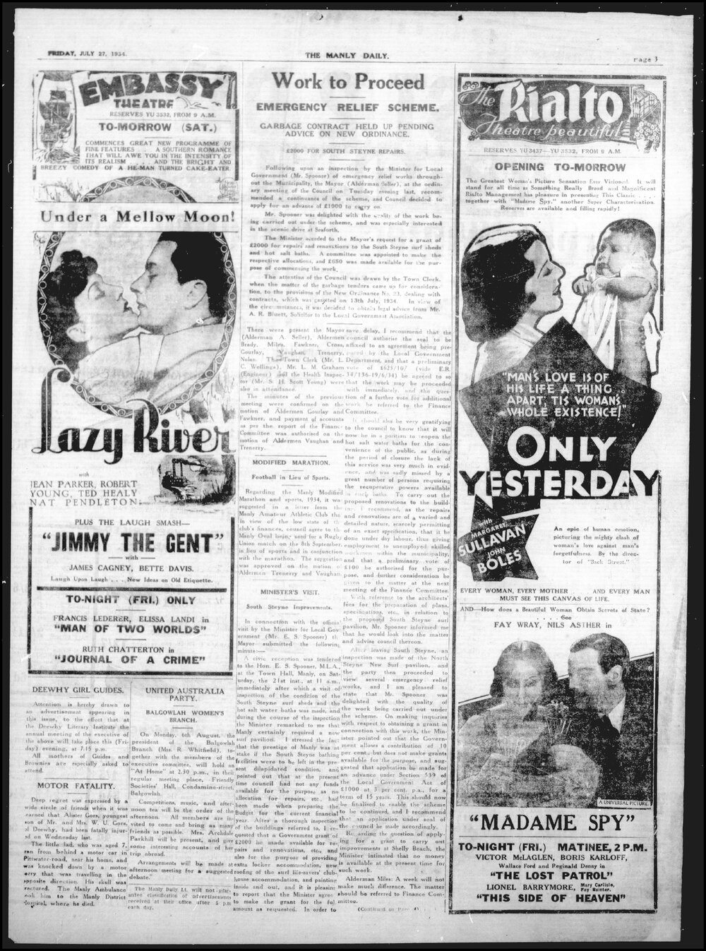 The Manly Daily, Friday 27 July 1934