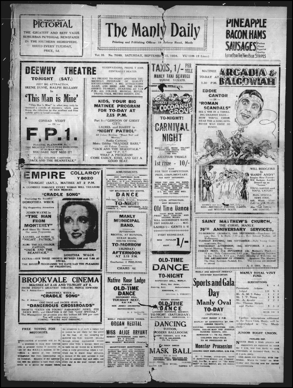 The Manly Daily, Saturday 15 September 1934