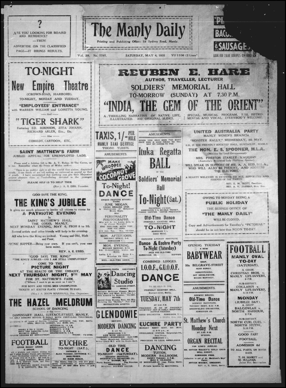 The Manly Daily, Saturday 4 May 1935