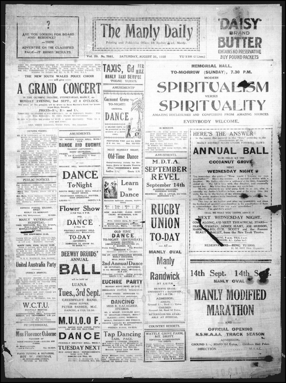 The Manly Daily, Saturday 31 August 1935
