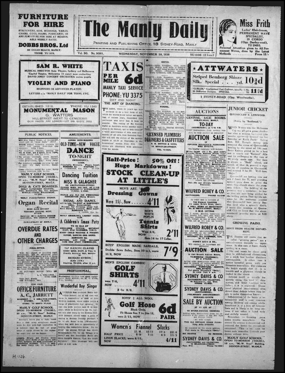 The Manly Daily, Wednesday 18 November 1936
