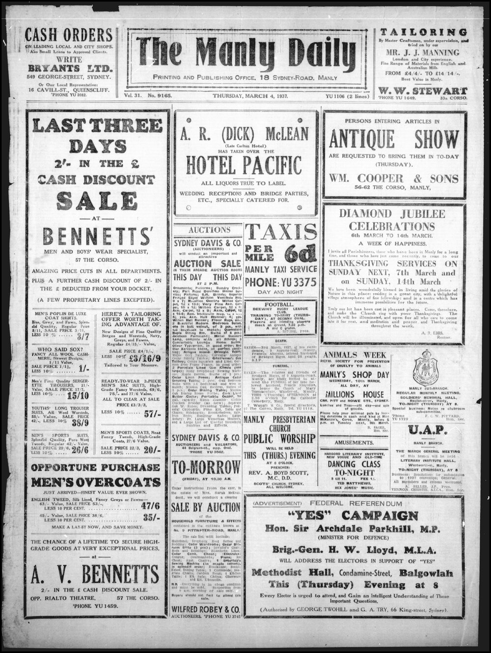 The Manly Daily, Thursday 4 March 1937