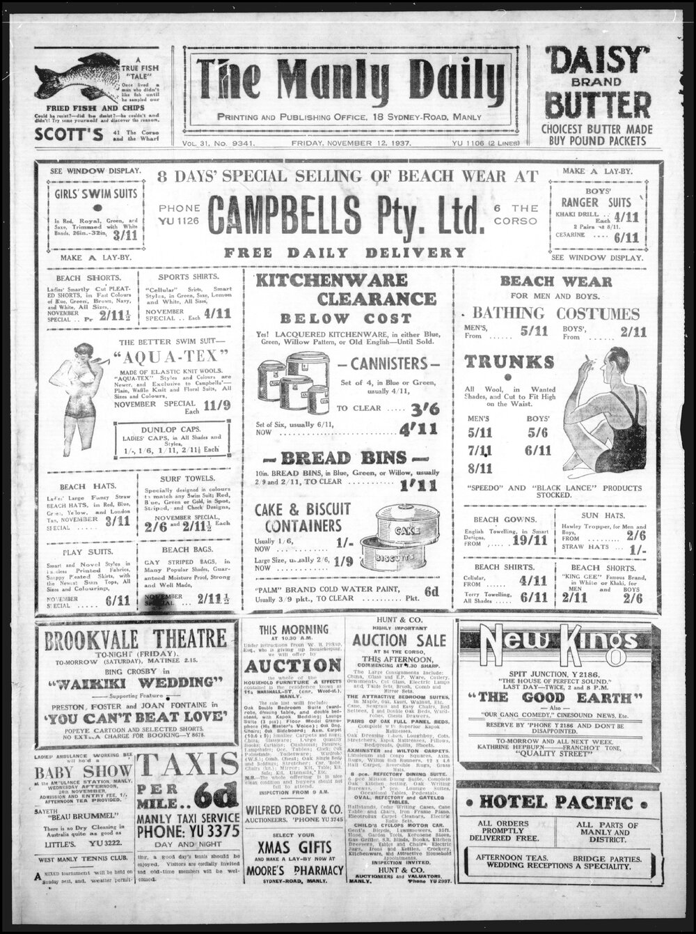 The Manly Daily, Friday 12 November 1937