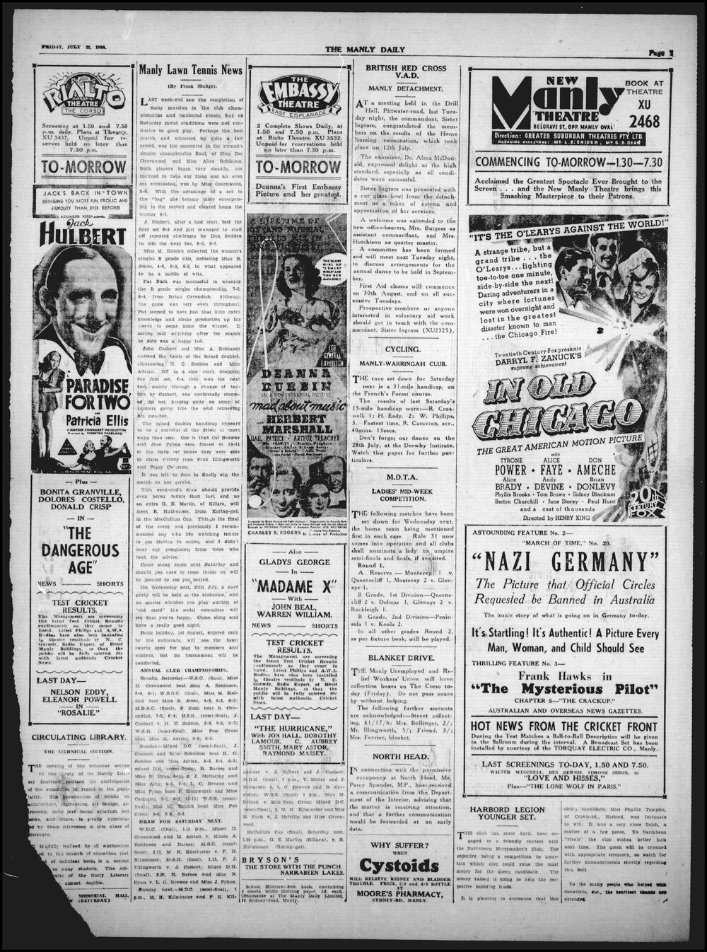 The Manly Daily, Friday 22 July 1938