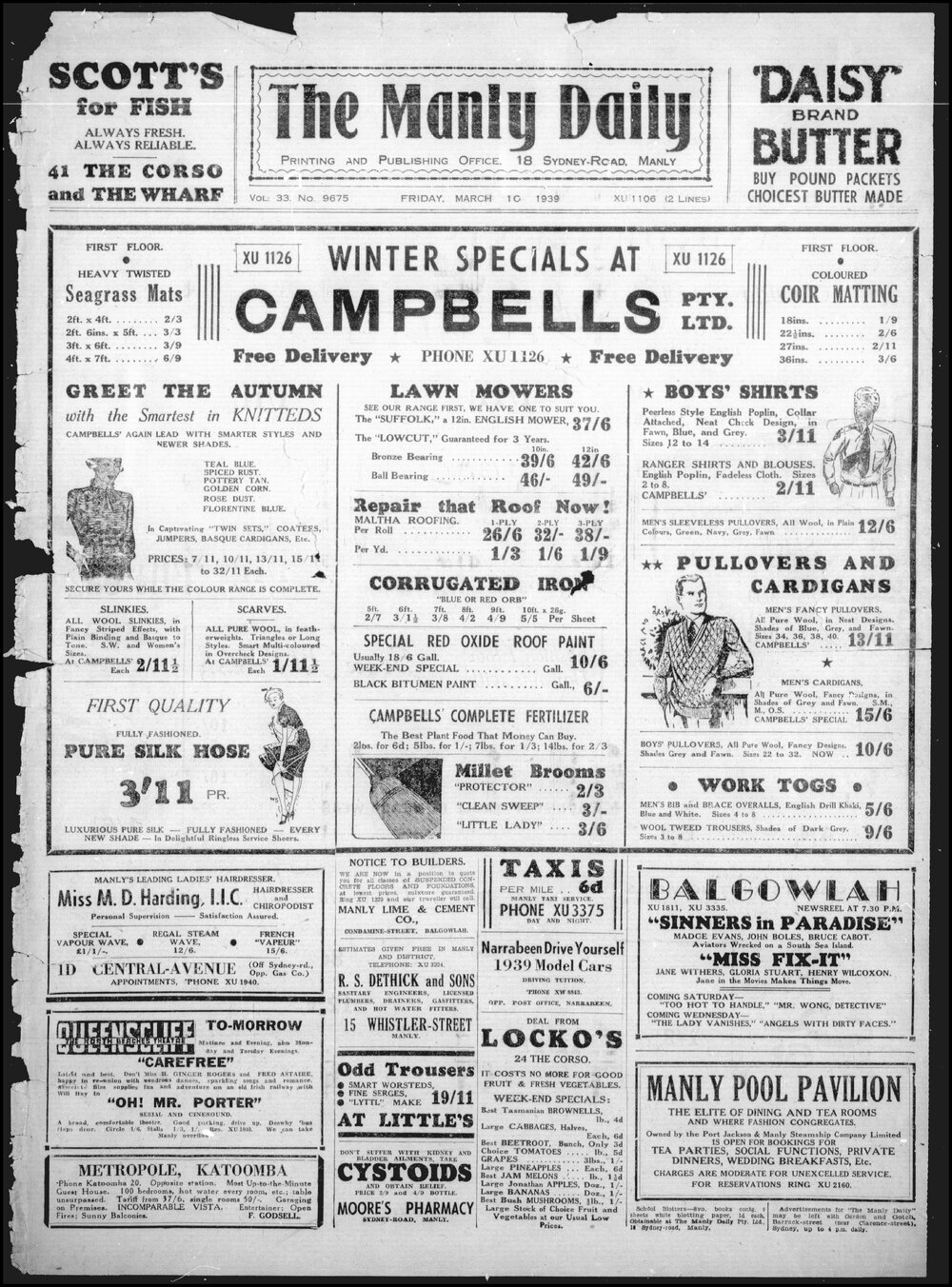 The Manly Daily, Friday 10 March 1939