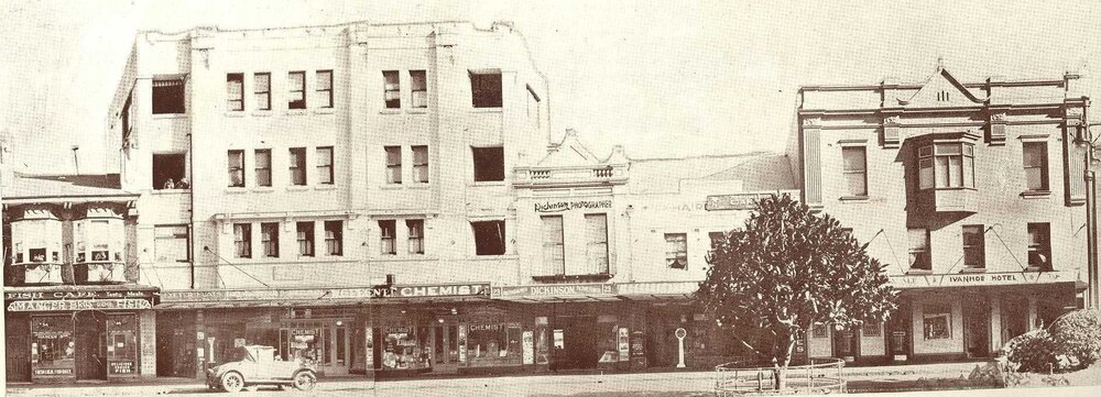 Corso shops, from Mancer Bros. to Ivanhoe Hotel, Manly, 1938