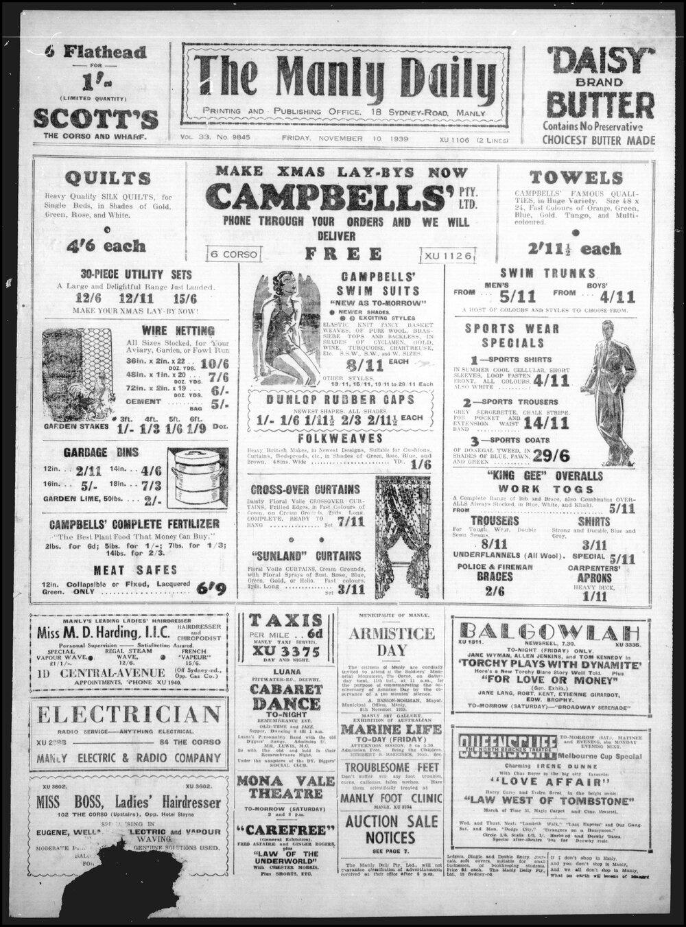 The Manly Daily, Friday 10 November 1939