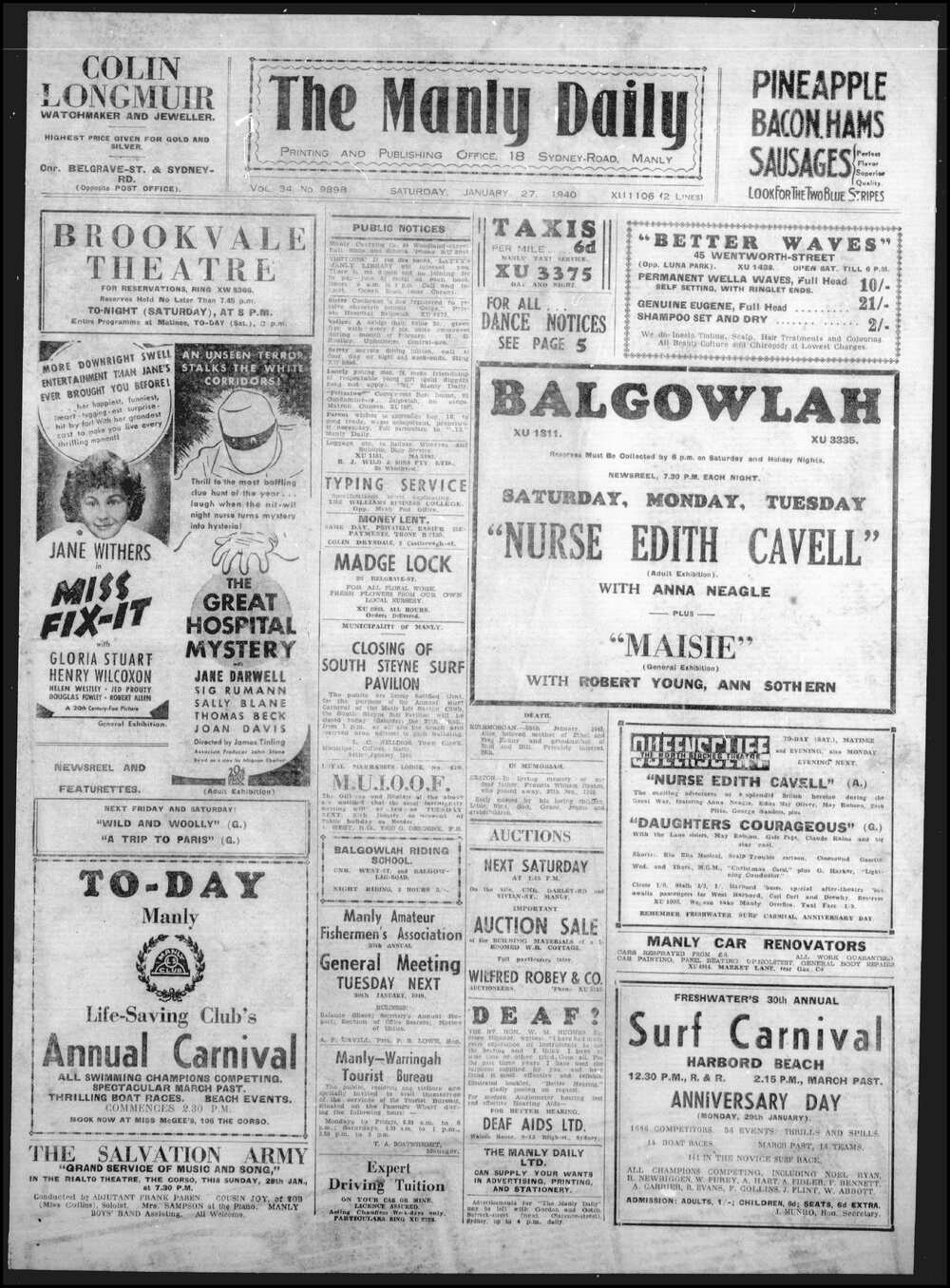 The Manly Daily, Saturday 27 January 1940