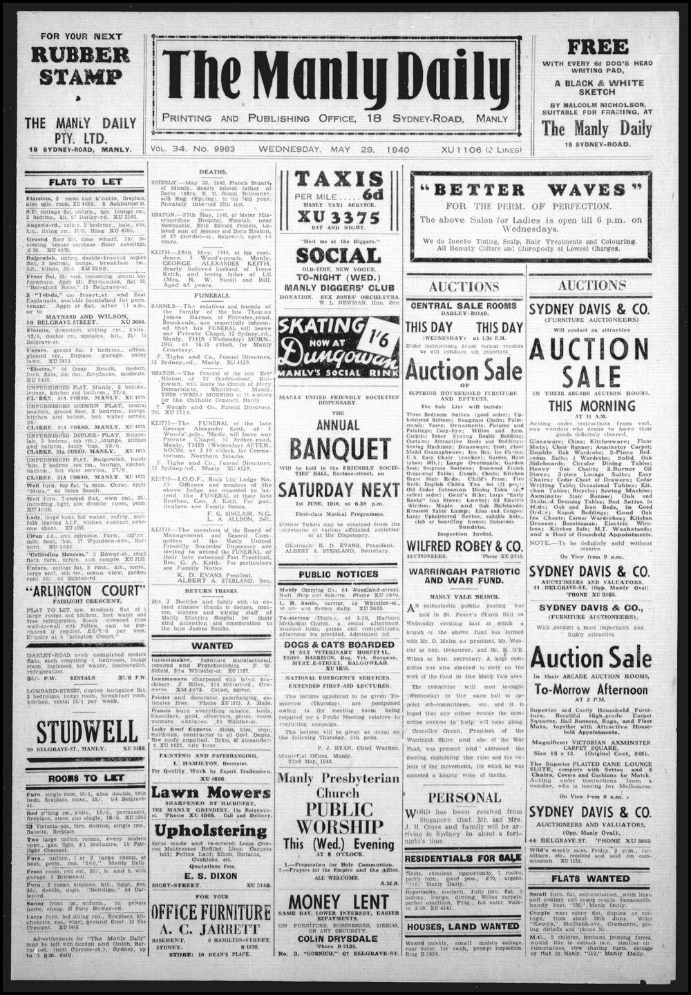 The Manly Daily, Wednesday 29 May 1940