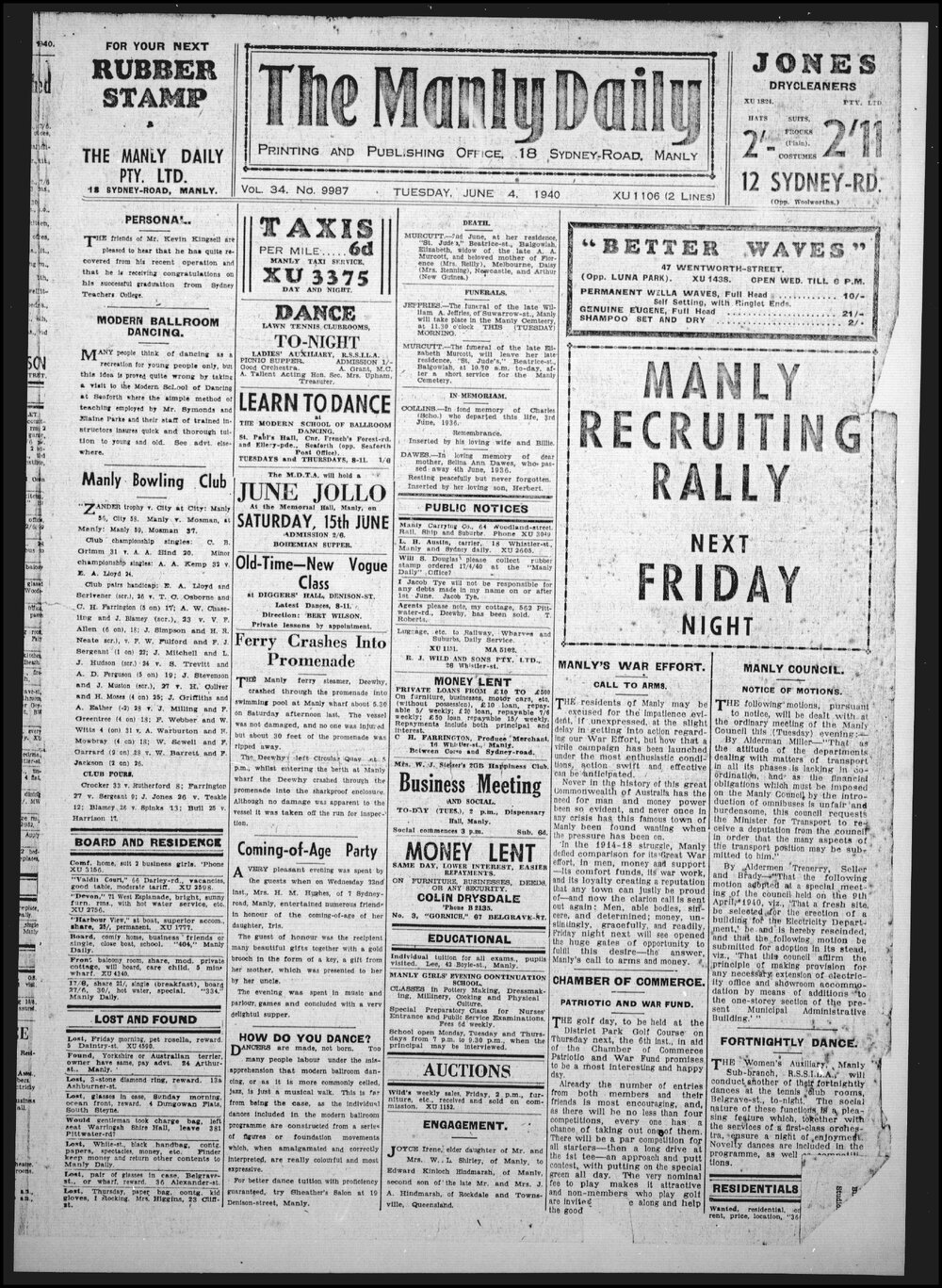 The Manly Daily, Tuesday 4 June 1940