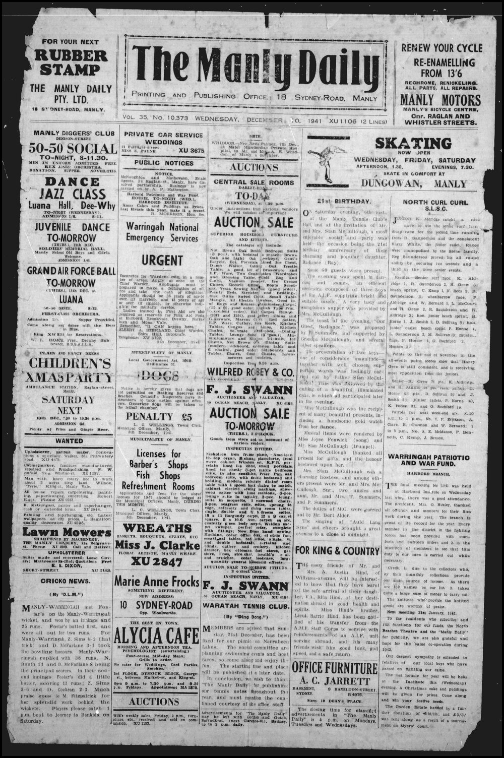 The Manly Daily, Wednesday 10 December 1941