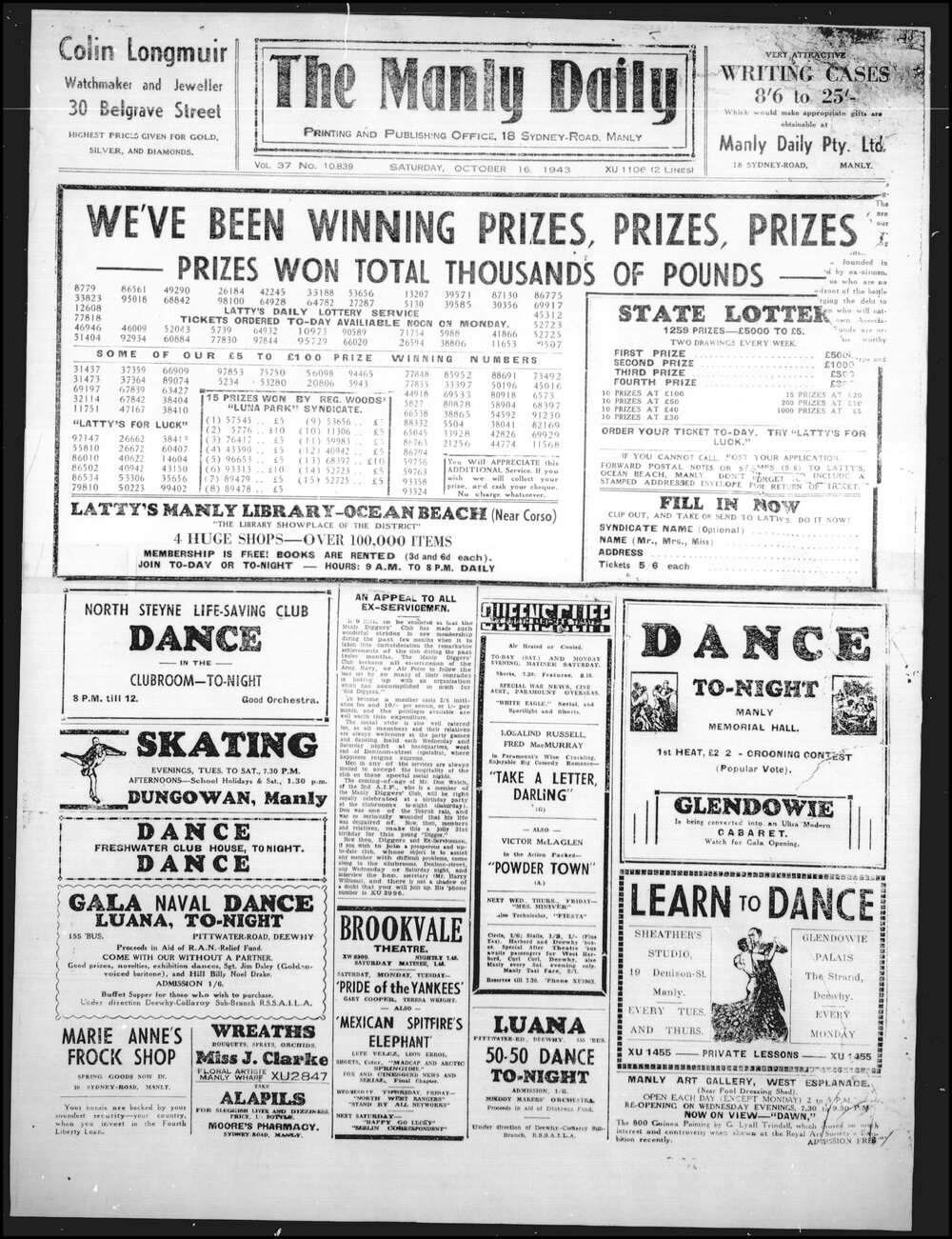 The Manly Daily, Saturday 16 October 1943