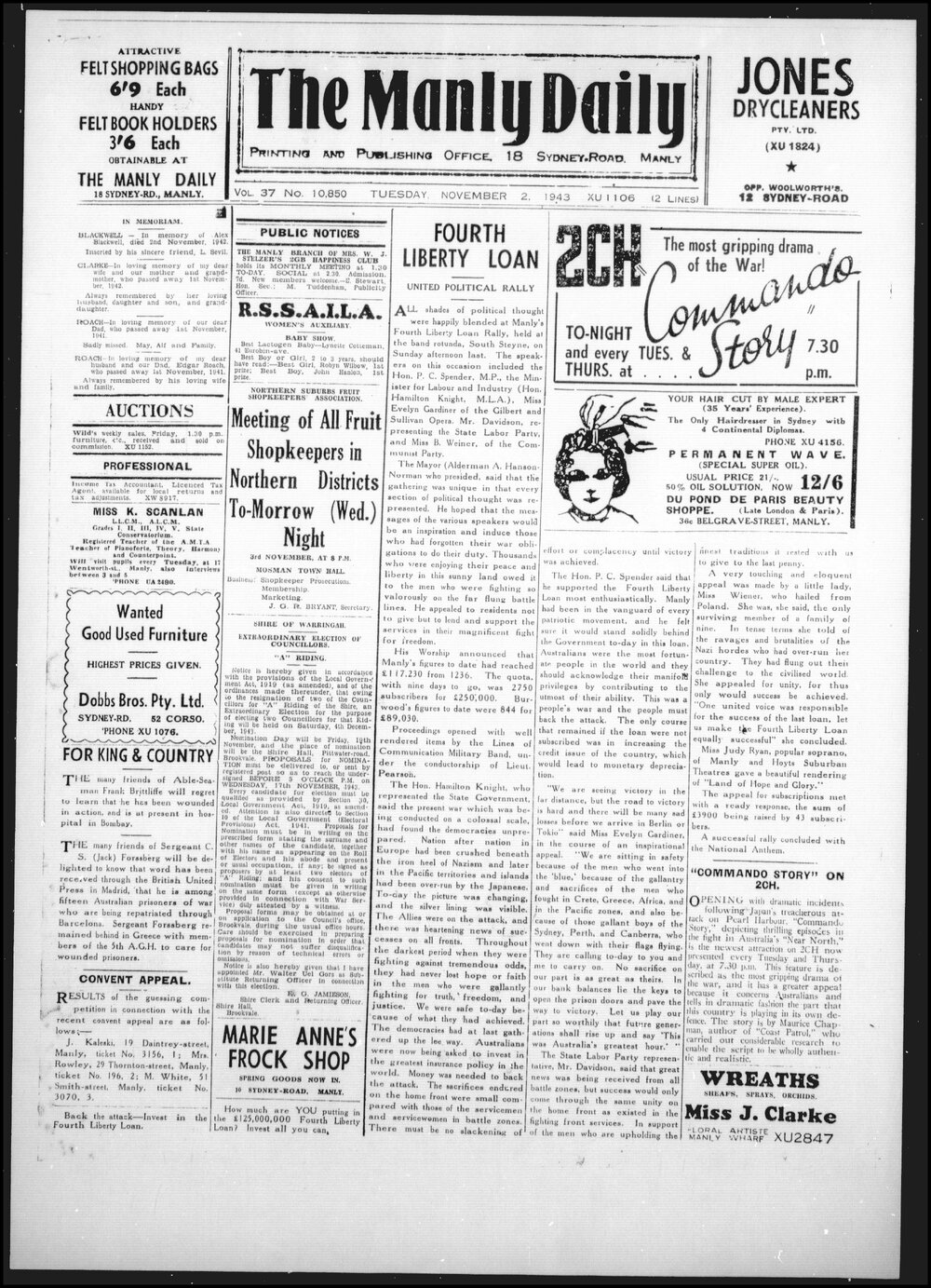 The Manly Daily, Tuesday 2 November 1943