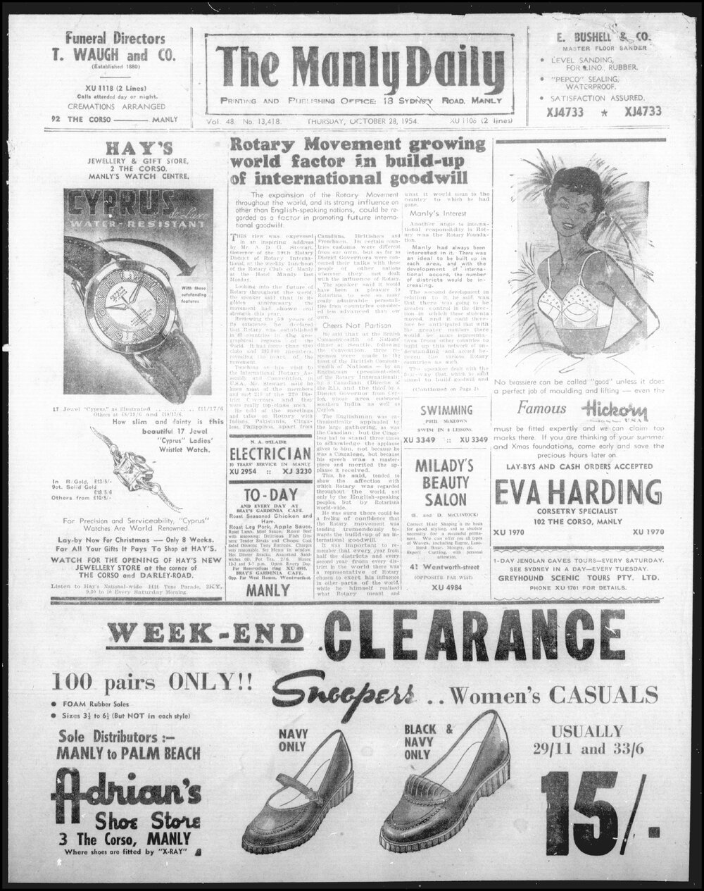 The Manly Daily, Thursday 28 October 1954