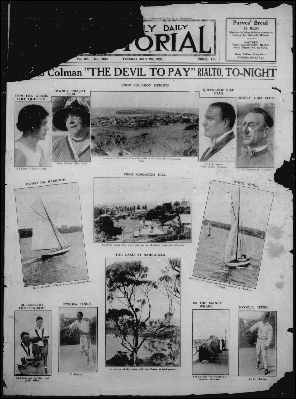 The Manly Daily Pictorial Tuesday, 28 July 1931
