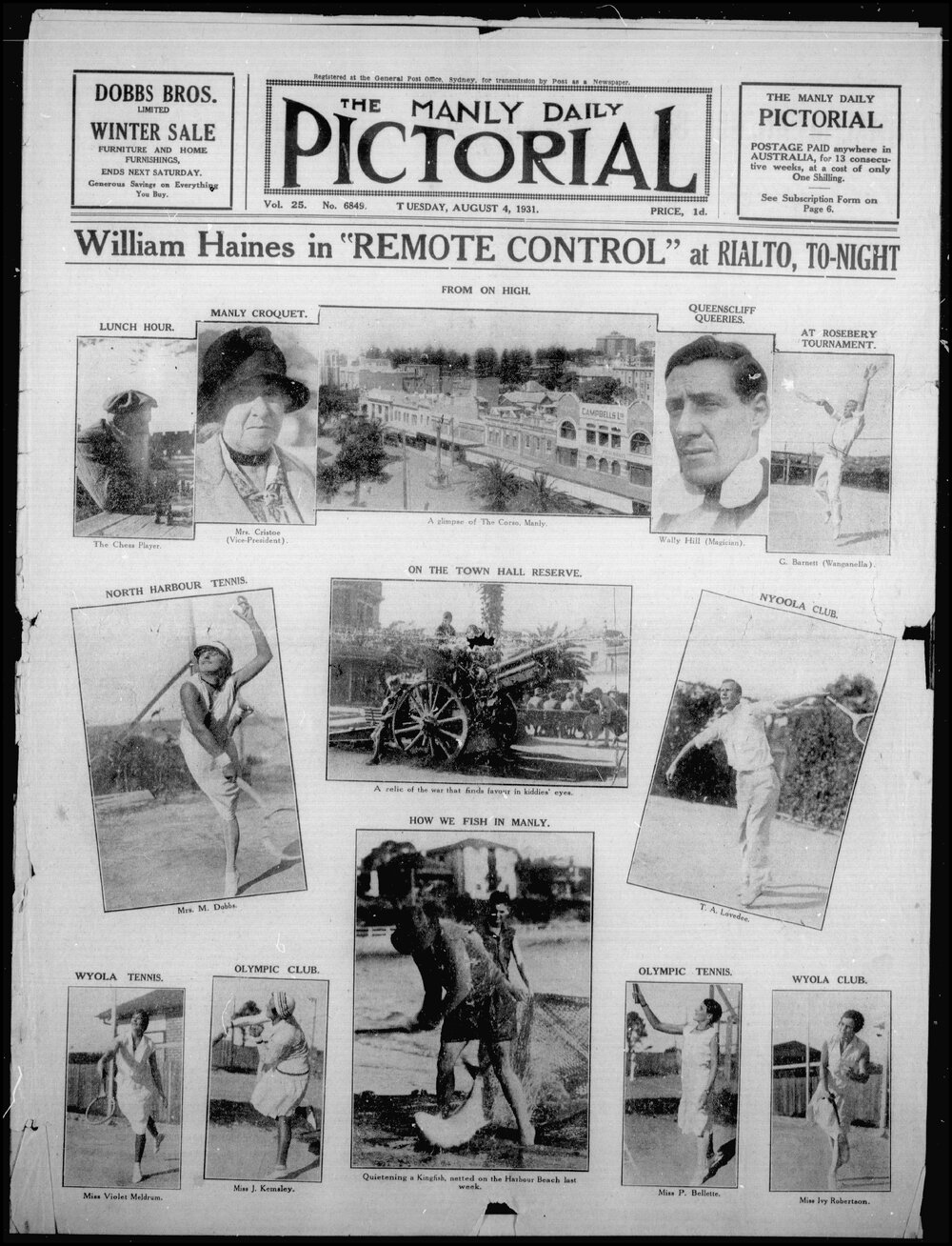 The Manly Daily Pictorial Tuesday, 4 August 1931