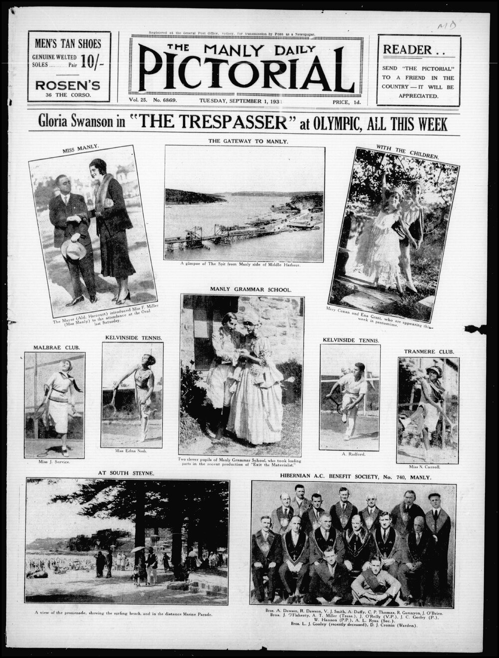 The Manly Daily Pictorial Tuesday, 1 September 1931