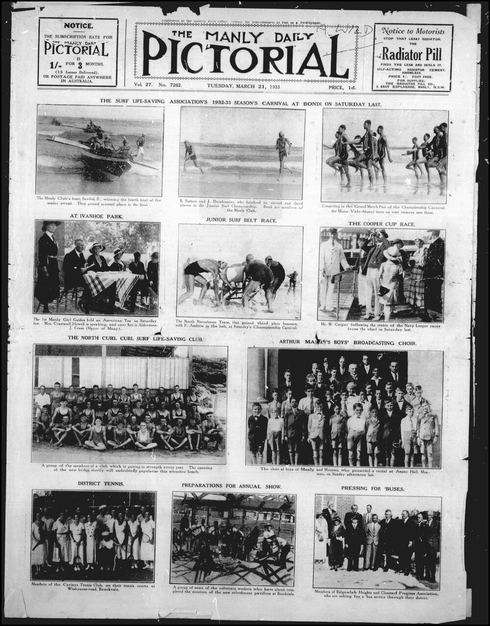 The Manly Daily Pictorial Tuesday, 21 March 1933
