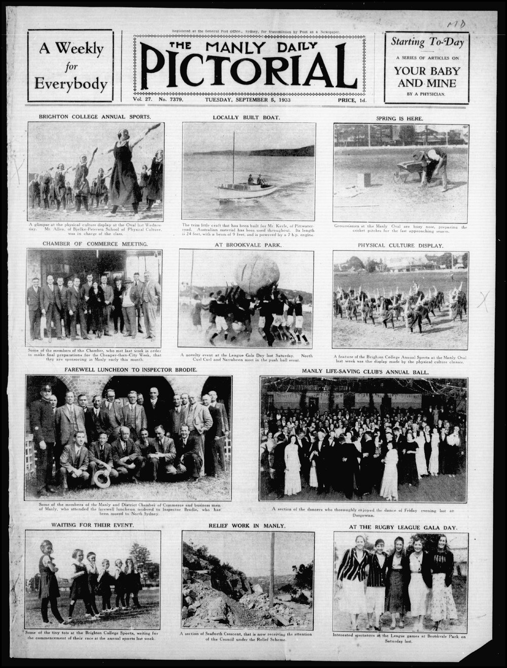 The Manly Daily Pictorial Tuesday, 5 September 1933