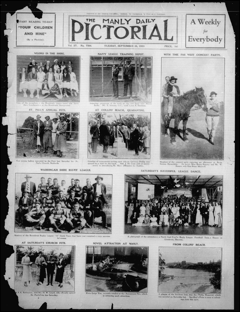 The Manly Daily Pictorial Tuesday, 26 September 1933