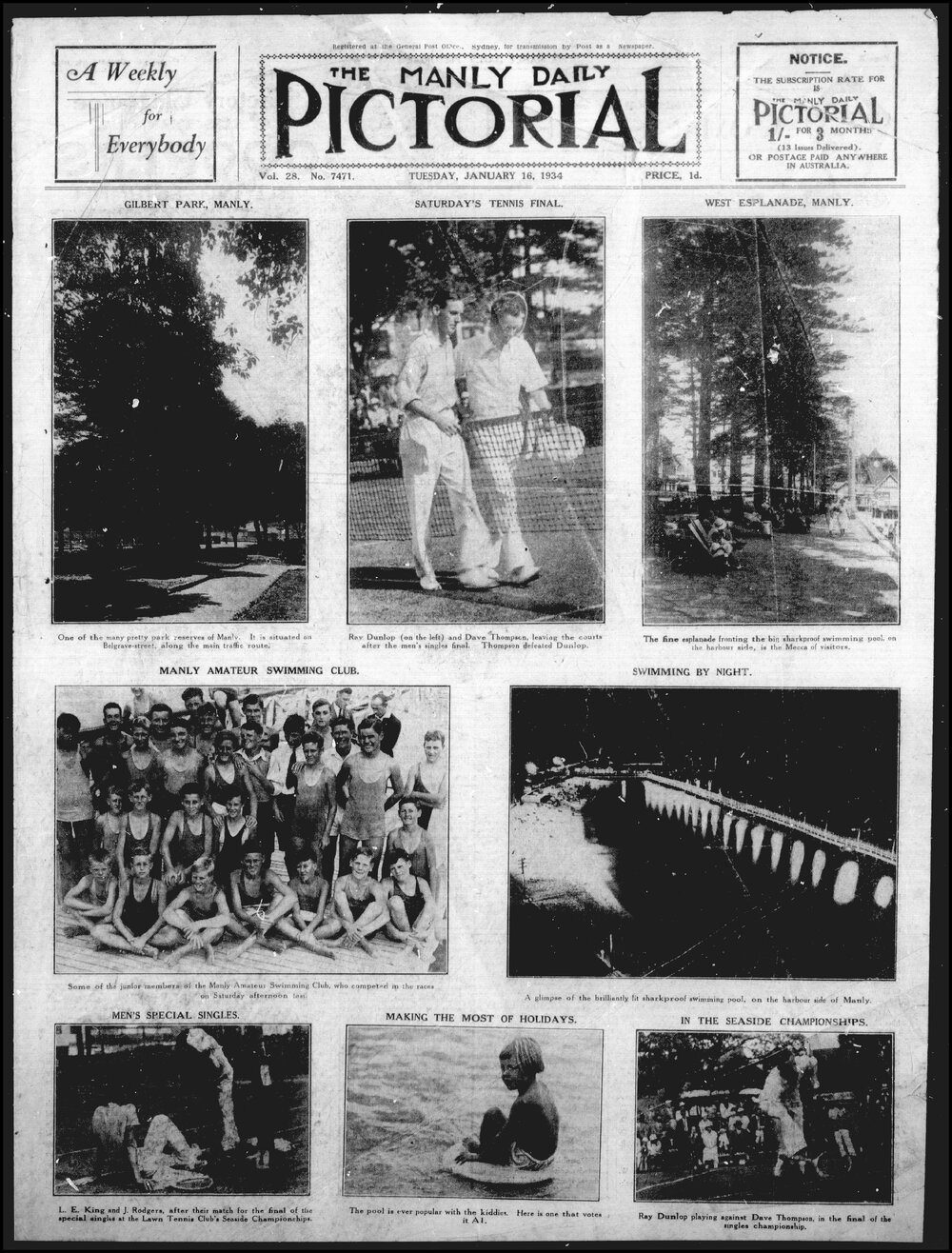 The Manly Daily Pictorial Tuesday, 16 January 1934