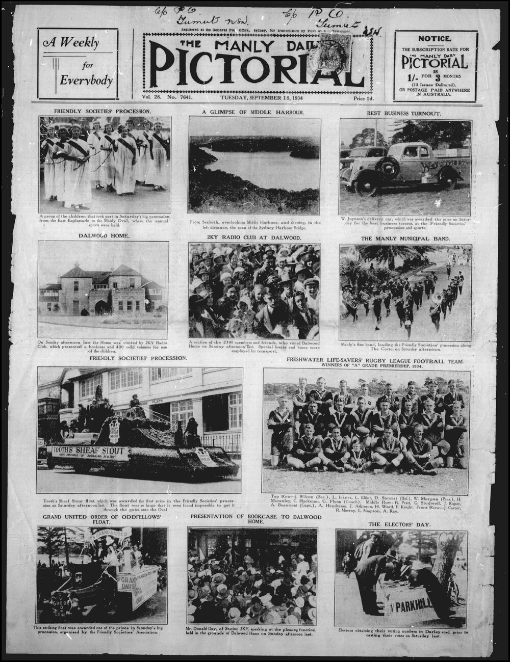 The Manly Daily Pictorial Tuesday, 18 September 1934